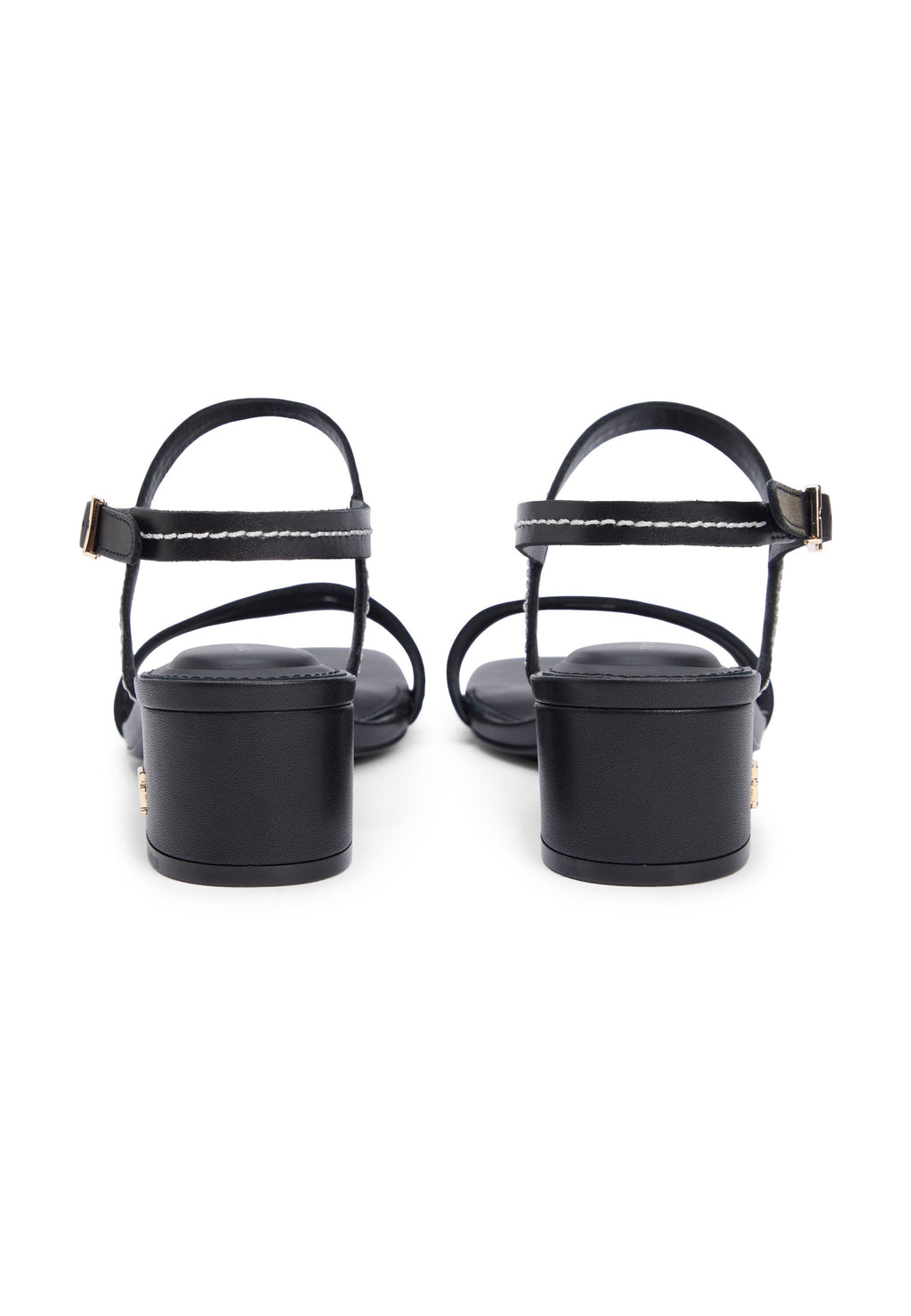 LEATHER CONTRAST TOPSTITCH BLOCK HEEL SANDALS Media 3