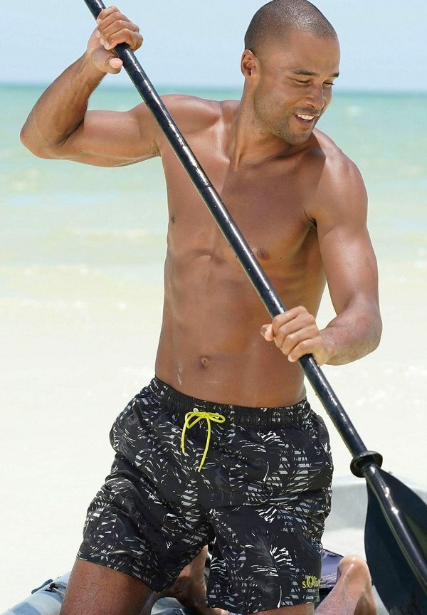 s.Oliver Swimming shorts - schwarz bedruckt