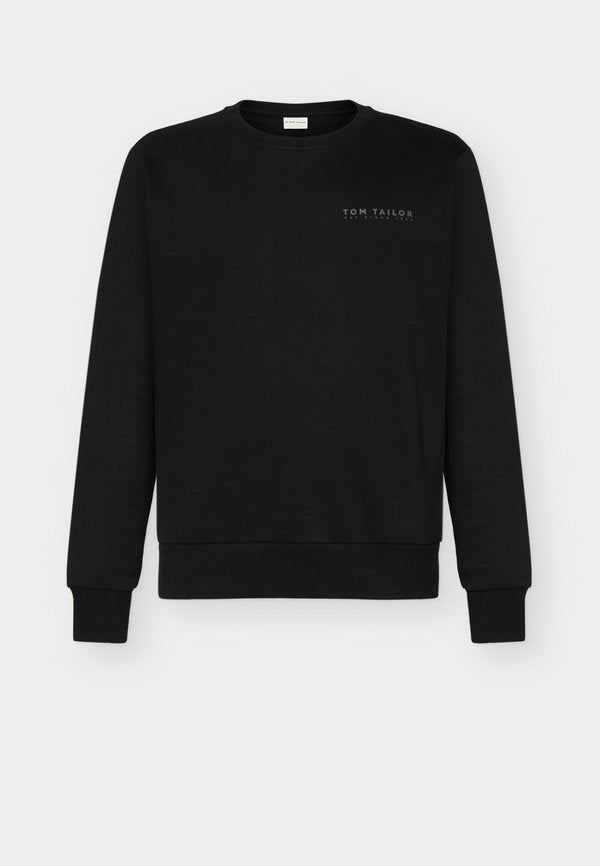 TOM TAILOR PRINTED CREW NECK - Sweatshirt - black