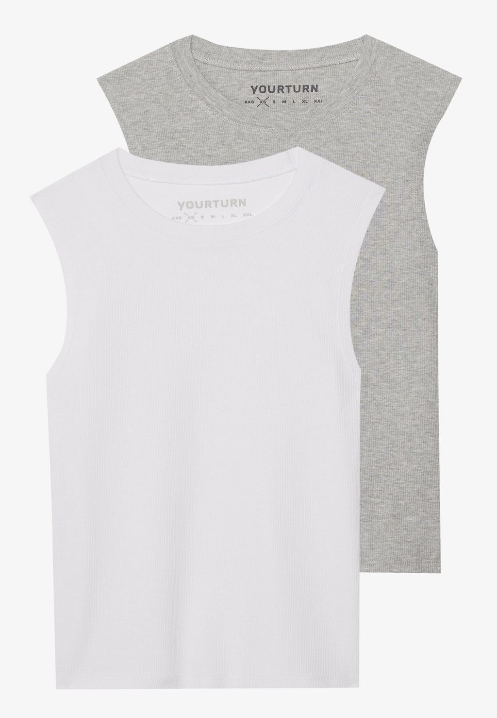 YOURTURN BASIC RIB MUSCLE TANKS UNISEX 2 PACK