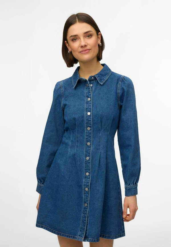 Vero Moda Denim VMMARGRIT Long - Denim dress - medium blue denim