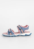 Offene Sport-Sandale für Kinder in Blau und Rosa mit verstellbaren Velcro-Riemen und strukturiertem Sohle für besseren Grip.