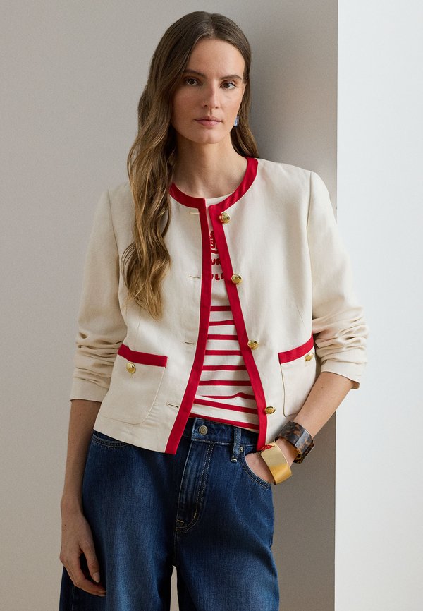 Lauren Ralph Lauren TWO-TONE LINEN-BLEND TWILL BLAZER