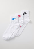 Nike Sportswear EVERYDAY ESSENTIAL ANKLE UNISEX 3 PACK - Sports socks - white/university red/light photo blue/black
