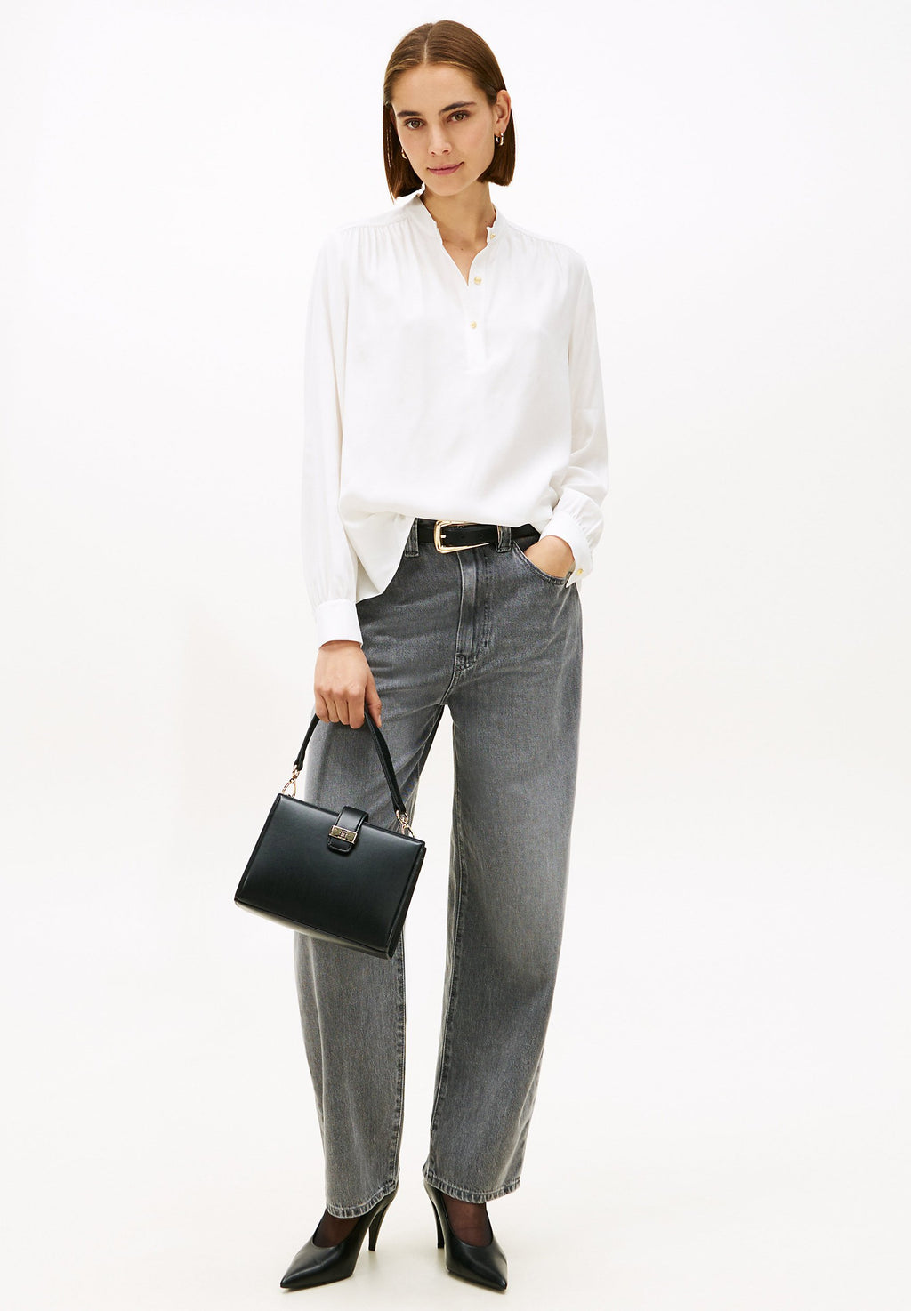 GOLD-TONE BUTTON RELAXED TWILL BLOUSE Media 2