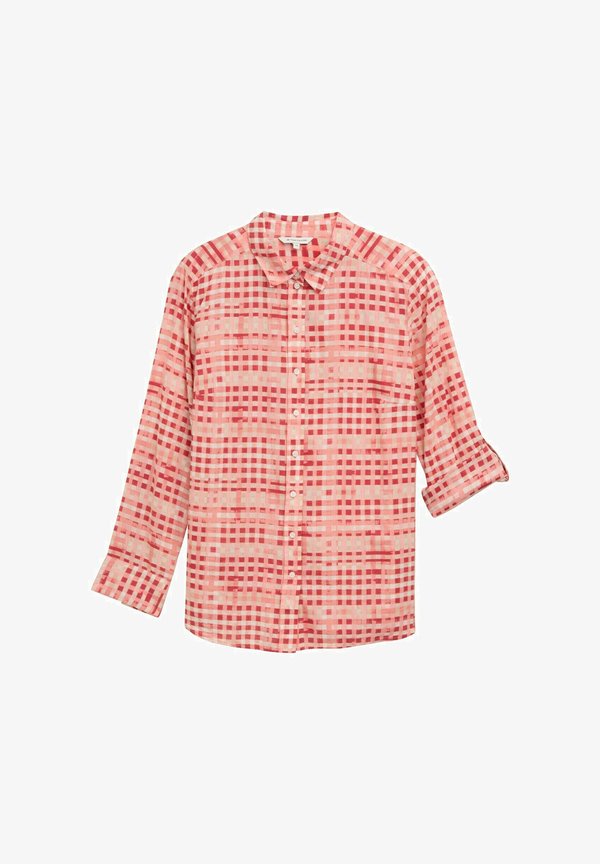 TOM TAILOR Button-down blouse - berry red check design