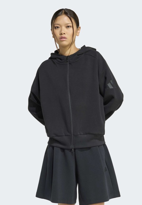 adidas Sportswear SOFT LUX FULL ZIP HOODIE - Zip-up sweatshirt - black