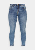 Schmale Jeans aus blauer Denim. Mit fünf Taschen, einem Reißverschluss vorn und kontrastierenden Nähten. Schmal zulaufendes Bein mit einem sauberen Saum.