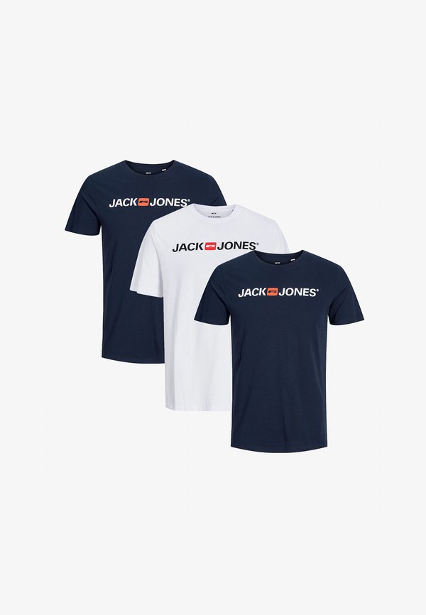 Jack & Jones 3 PACK - Print T-shirt - blau   weiß
