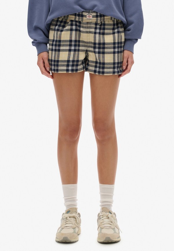 Superdry & Co CHECK ELASTIC - Shorts - cream navy check