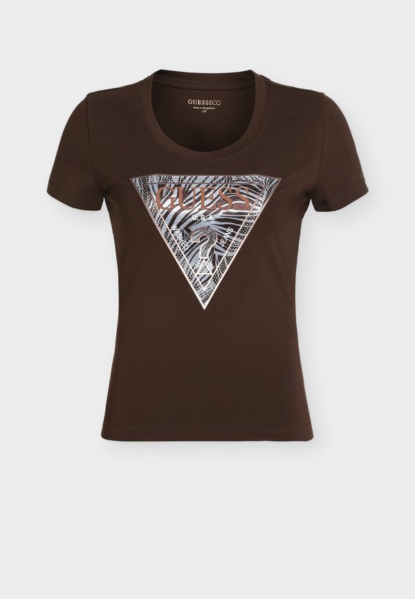 Guess ZEBRA TRIANGLE TEE - Print T-shirt - braun
