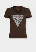 Guess ZEBRA TRIANGLE TEE - Print T-shirt - braun