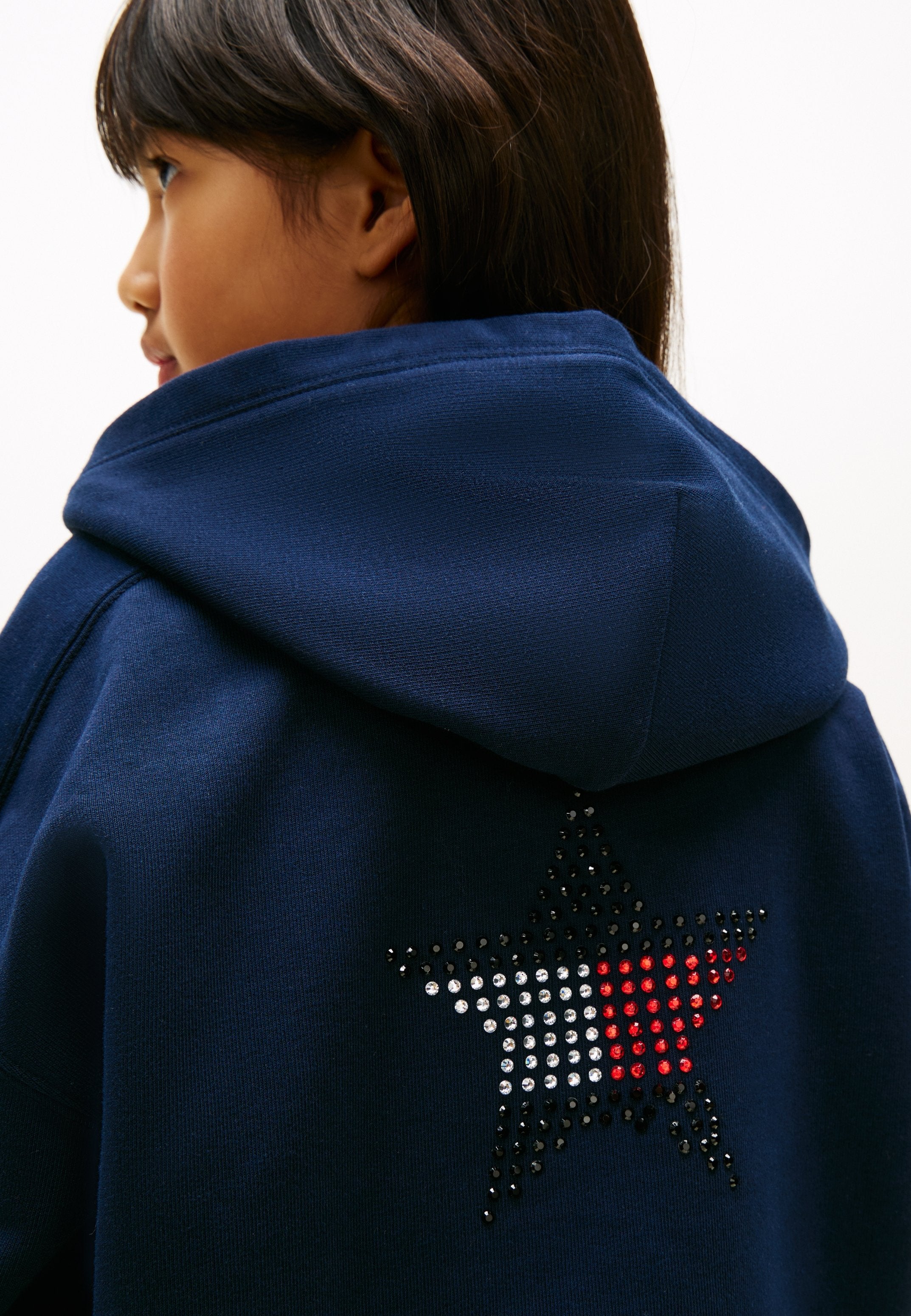 DIAMANTÉ STAR BACK LOGO ZIP-THRU HOODY Media 5
