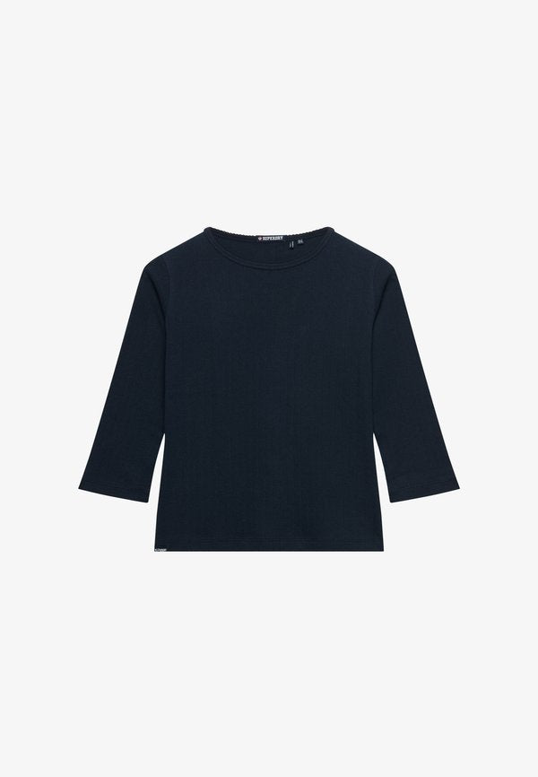Superdry & Co SUPERDRY ATHLETIC ESSENTIALS POINTELLE HALF SLEEVE TOP.. - Long sleeved top - eclipse navy