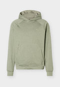 Hellgrüner Nike Kapuzenpullover mit langen Ärmeln, vorderer Kängurutasche und kleinem Swoosh-Logo auf der Brust.
