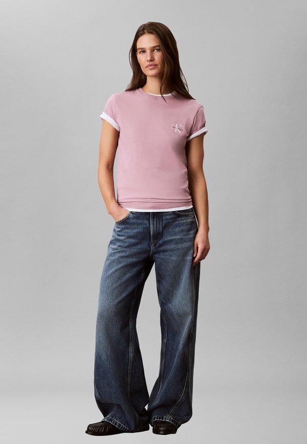 Calvin Klein Jeans MONOLOGO TEE 2 PACK - Basic T-shirt - bright white/ dusky orchid