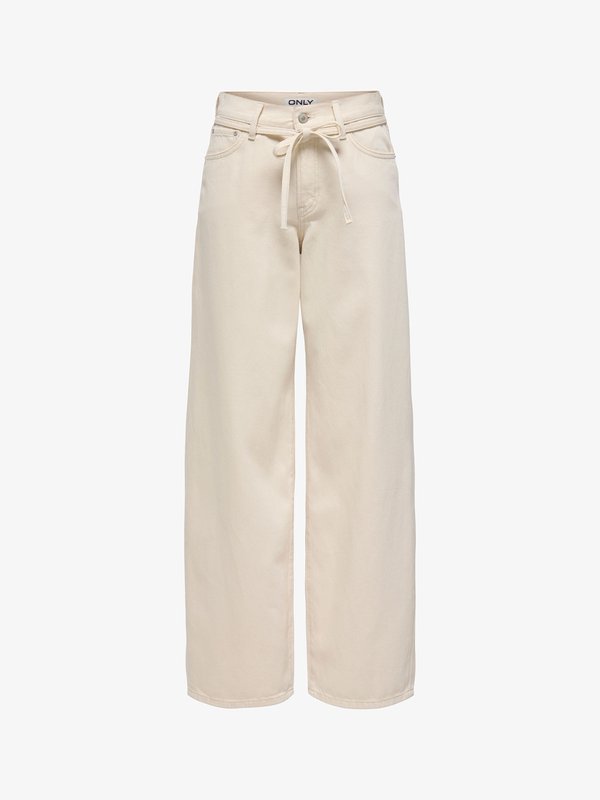 ONLY Straight fit ONLGIANNA Mid waist Balloon - Straight leg jeans - ecru