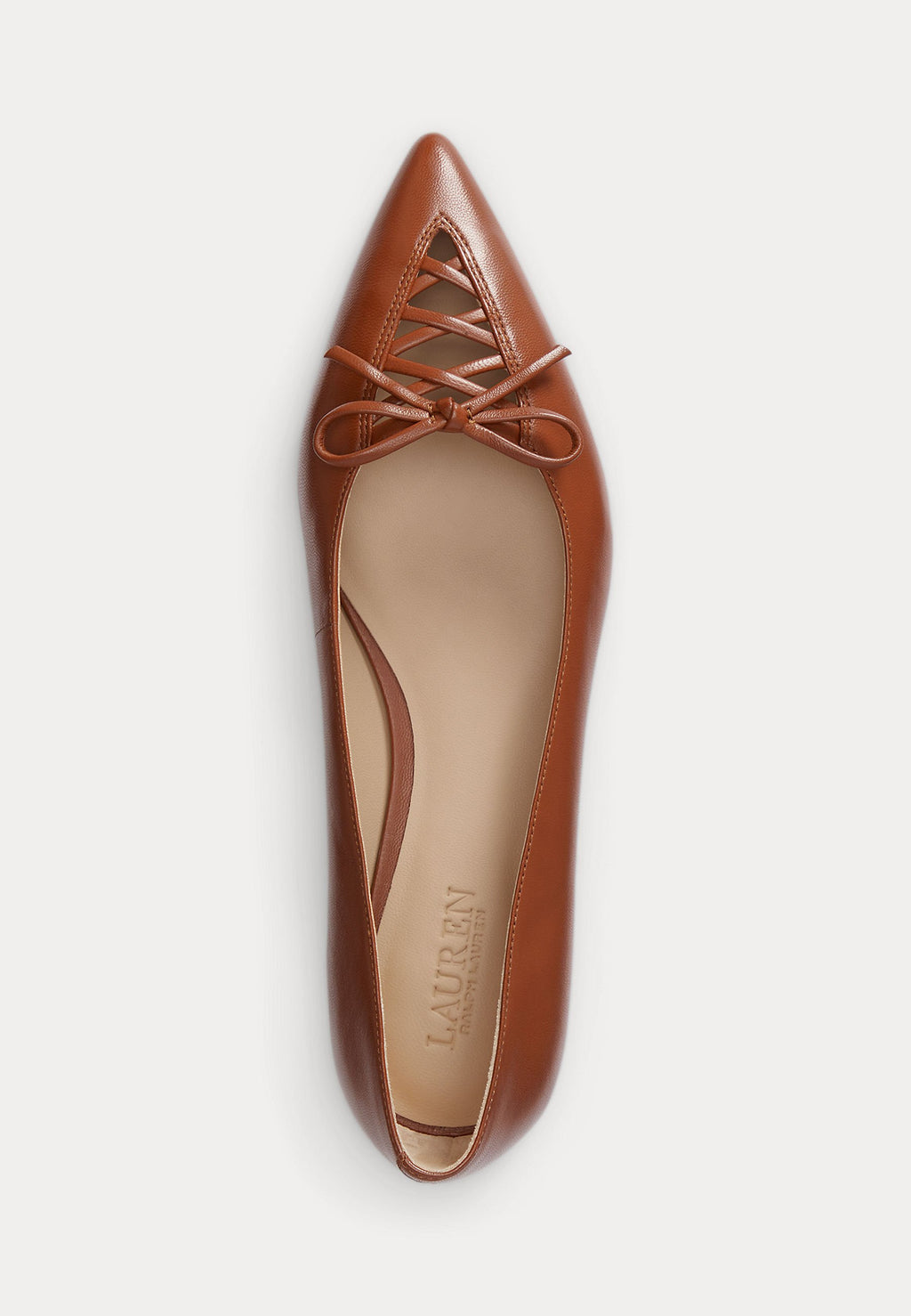 Lauren Ralph Lauren LONDYN LACE-UP NAPPA LEATHER BALLET FLAT