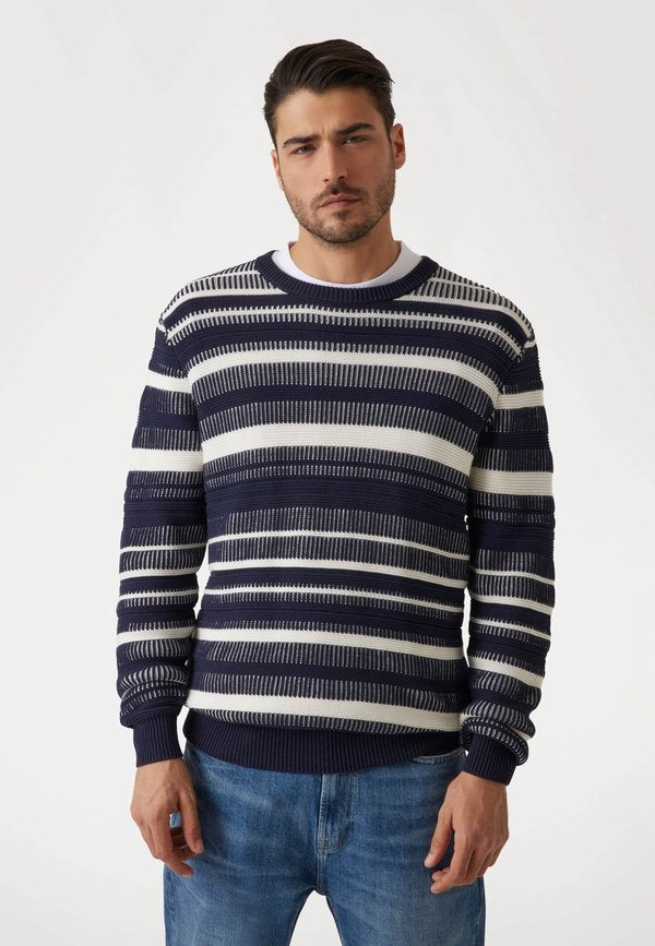 Guess À RAYURES COUPE CLASSIQUE - Jumper - mehrfarbig grundton blau
