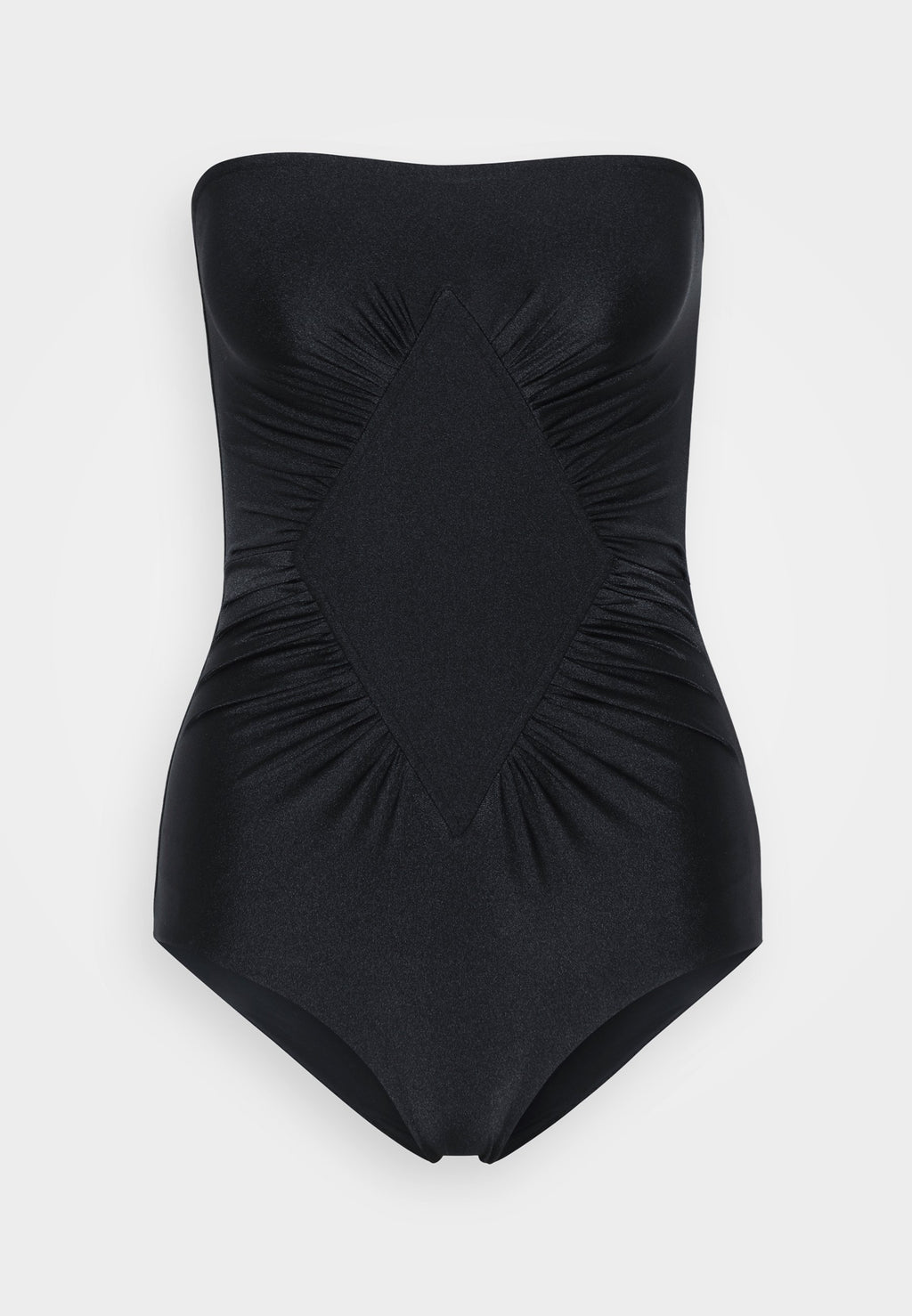 ADRIANA DEGREAS SOLID FRILLED STRAPLESS SWIMSUIT