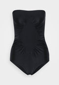 ADRIANA DEGREAS SOLID FRILLED STRAPLESS SWIMSUIT