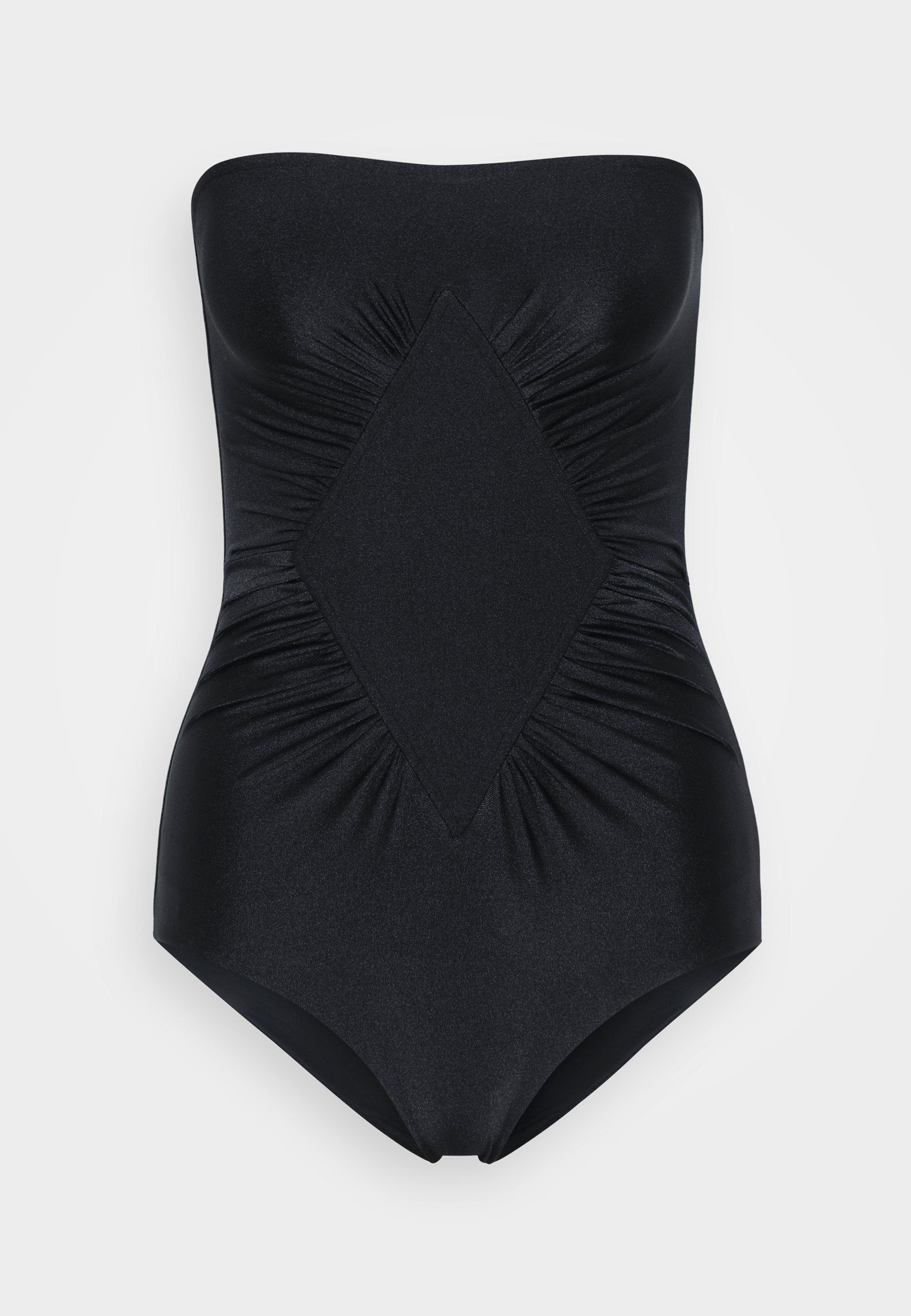ADRIANA DEGREAS SOLID FRILLED STRAPLESS SWIMSUIT