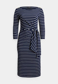 Lauren Ralph Lauren Woman STRIPED TIE-FRONT COTTON-BLEND DRESS