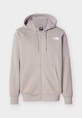 Beige Kapuzenpullover mit Reißverschluss, Kapuze, Vordertaschen, Kordelzügen und The North Face Logo auf der linken Brust.