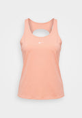 Pinkes ärmelloses Sport-Top mit Racerback-Design und kleinem weißem Nike-Swoosh-Logo auf der Brust.