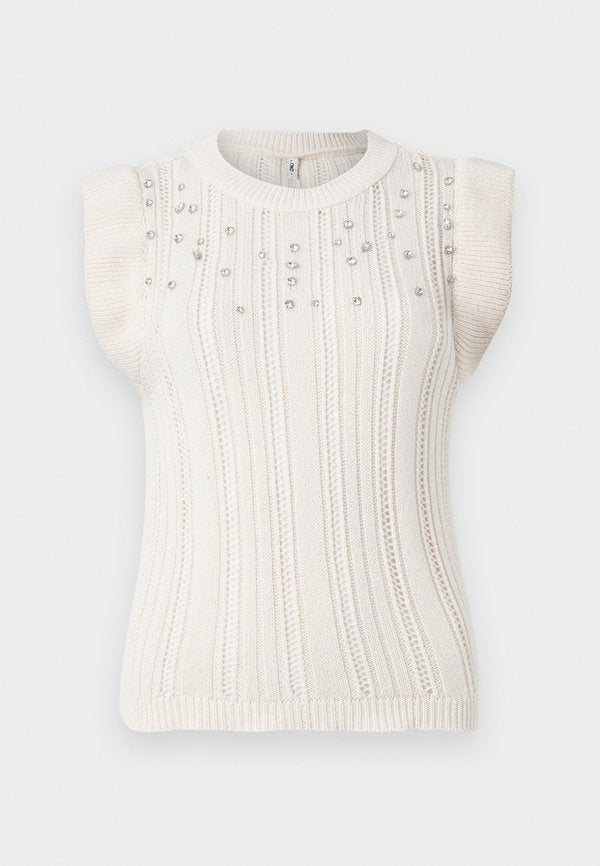 ONLY ONLNEWTULLE LIFE FRILL BLING - Jumper - ecru