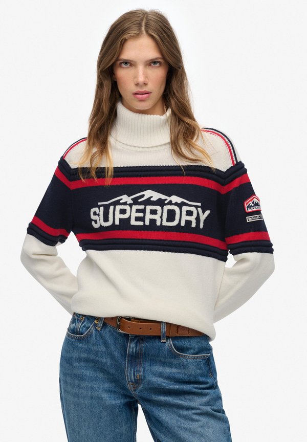 Superdry & Co APRES SKI ROLL NECK - Jumper - dusty ecru multi stripe