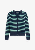 Tommy Hilfiger CABLE KNIT CREW NECK CARDIGAN - Cardigan - navy/nouv green/calico multi stp