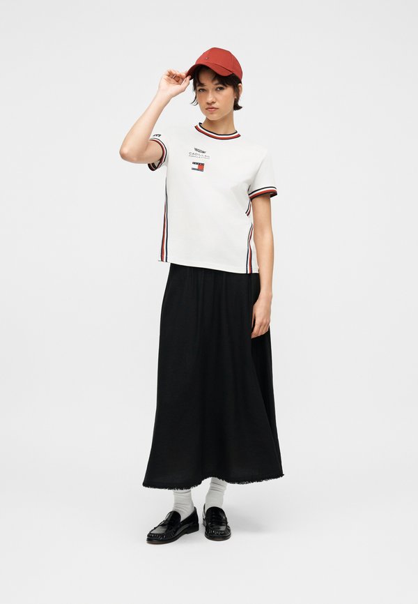 Tommy Hilfiger PLEATED LINEN BLEND MIDI A-LINE SKIRT
