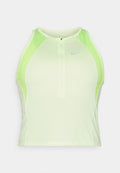 Figurbetontes ärmelloses Top in Hellgrün mit atmungsaktiven Mesh-Einsätzen. Verfügt über einen Reißverschluss vorne und das dezente Nike-Logo. Geschmeidige Textur.