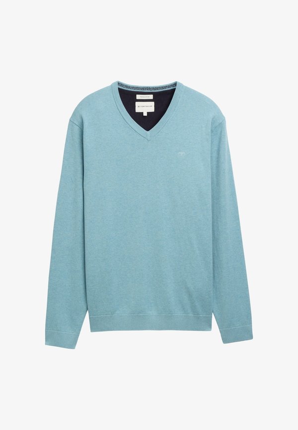 TOM TAILOR PULLOVER V-NECK - Jumper - hellblau-meliert