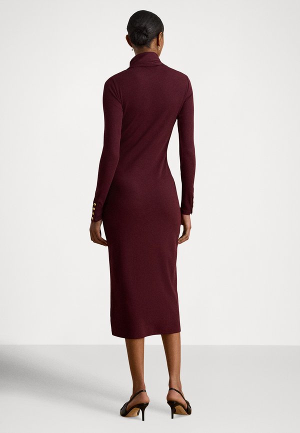Lauren Ralph Lauren SCARF-TRIM COTTON-BLEND RIB-KNIT DRESS