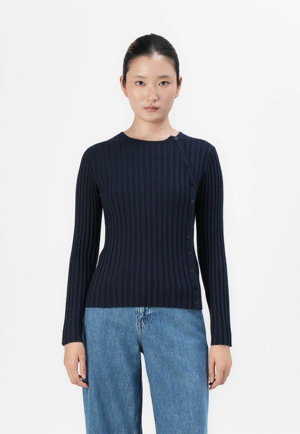 Selected SLFHELEN BUTTON O NECK