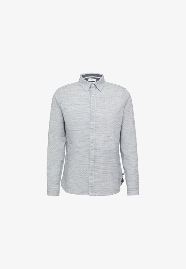 s.Oliver GEMUSTERTES MIT KENTKRAGEN - Shirt - tiefblau
