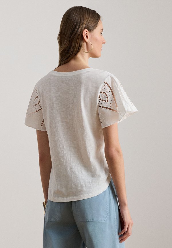 Lauren Ralph Lauren EYELET COTTON JERSEY & BROADCLOTH TOP