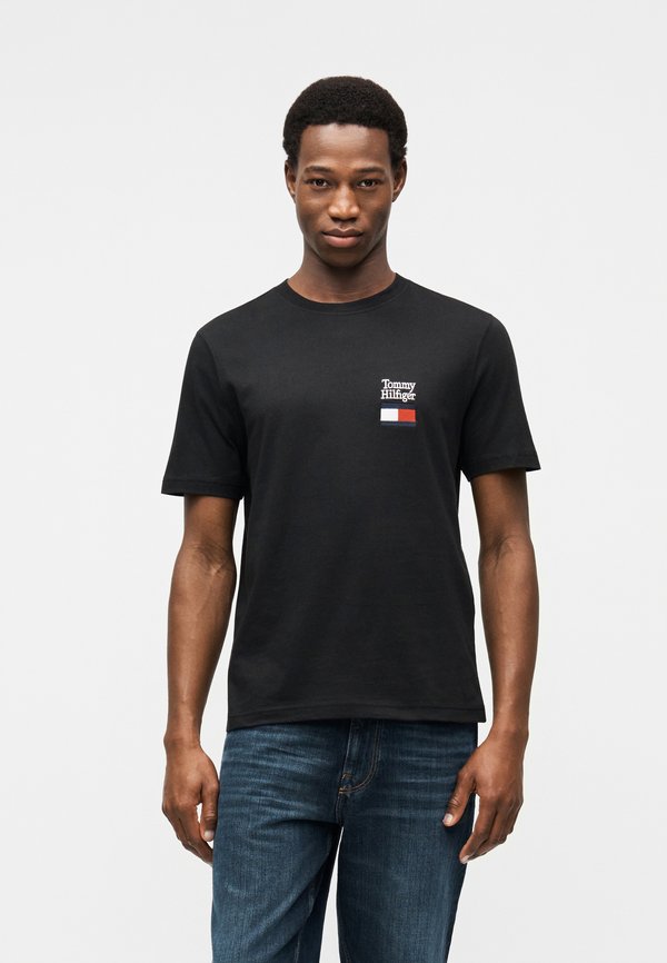 Tommy Hilfiger LOGO EMBROIDERY JERSEY CREW NECK T-SHIRT - Print T-shirt - black