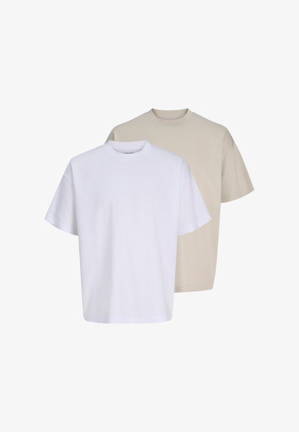 Jack & Jones JACK & JONES PACK 2 - Basic T-shirt - weiß   beige