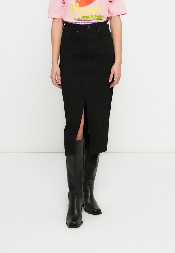 ONLY Denim ONLSIRI Denim Denim Midi - Denim skirt - black denim