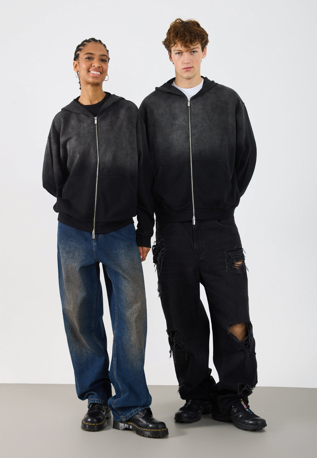 YOURTURN WASHED UP ZIP-UP HOODIE
