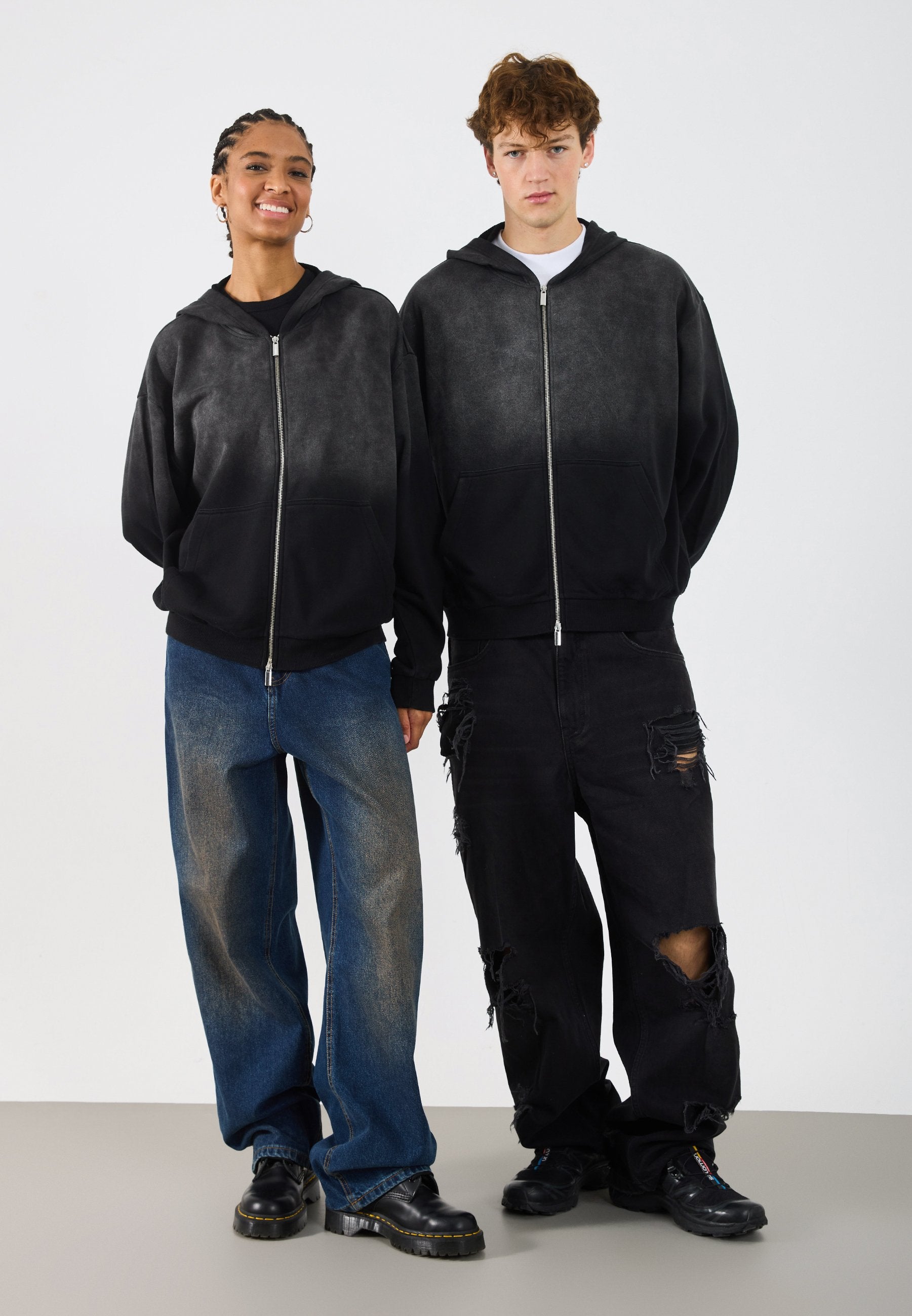 YOURTURN WASHED UP ZIP-UP HOODIE