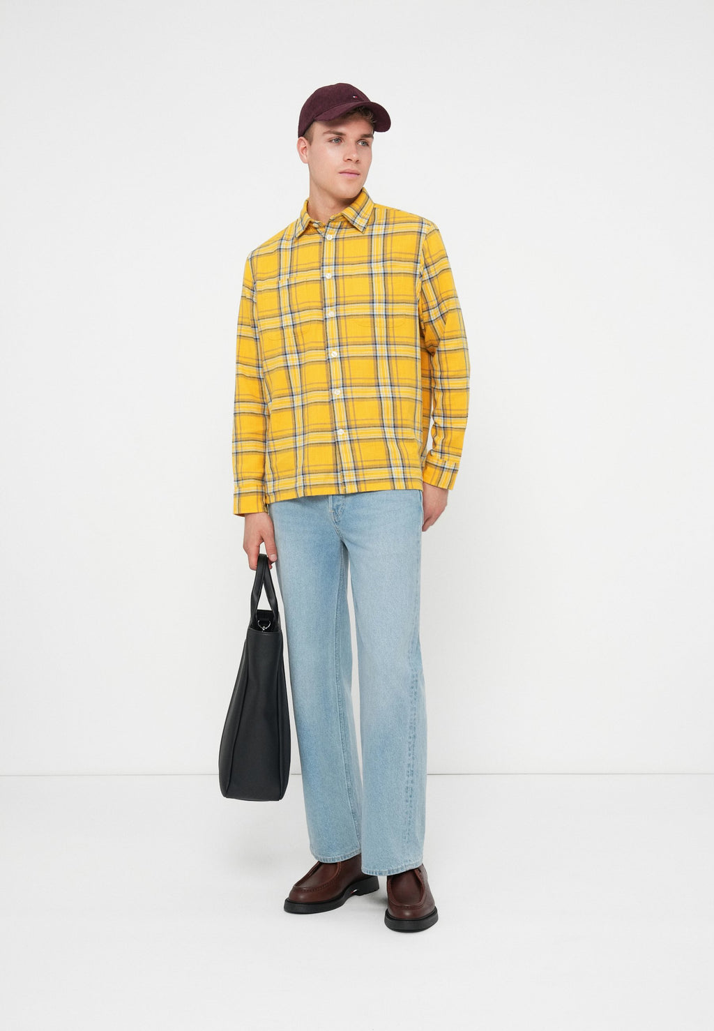 RELAXED FIT TEXTURED TWILL CHECK SHIRT Media 2