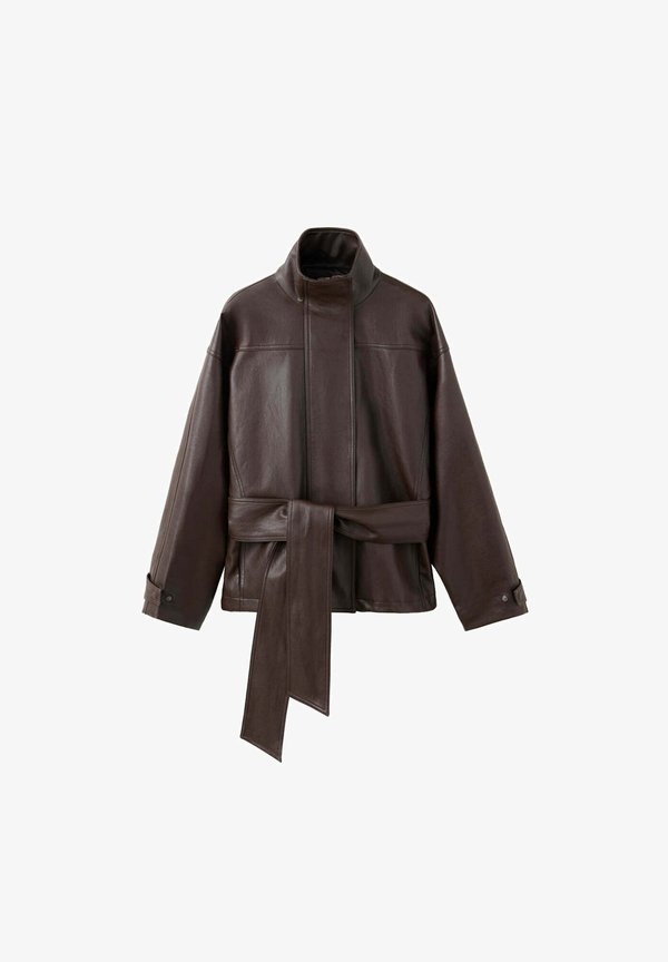 Mango ADULT - Faux leather jacket - chocoladebruin