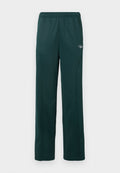 Dunkelgrüne Sweatpants aus weichem Stoff, mit einem elastischen Bund und Seitennähten, versehen mit einem kleinen Logo auf der Vorderseite.