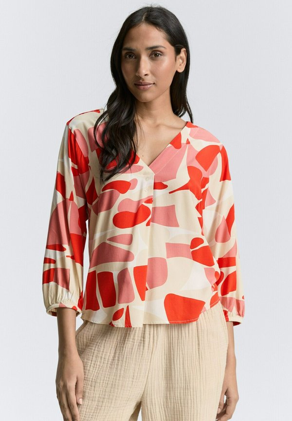 TOM TAILOR MIT MUSTER - Blouse - red dots and shapes design