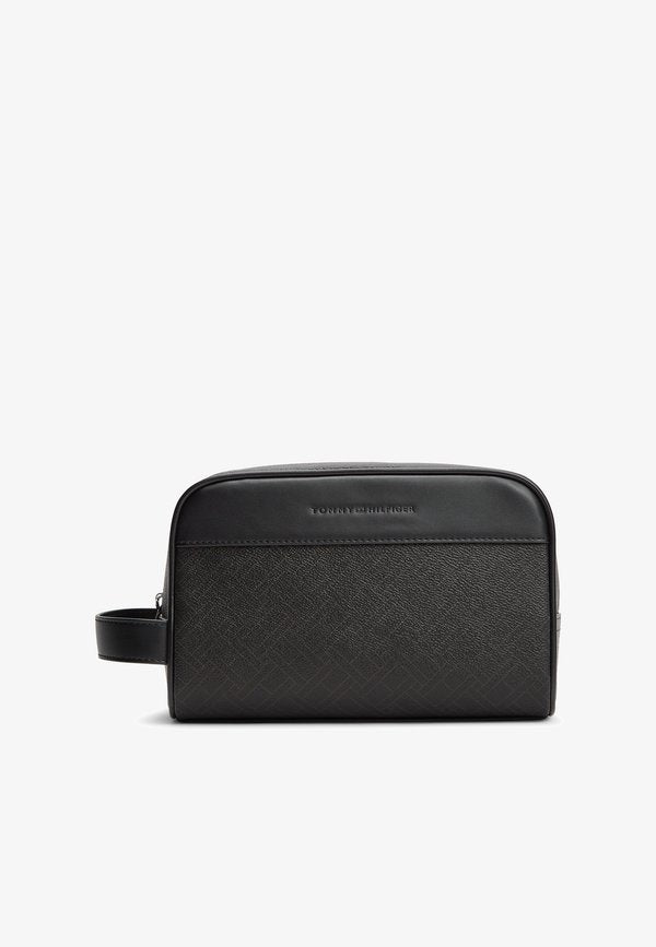 Tommy Hilfiger FLAG PRINT LOGO WASHBAG - Wash bag - black