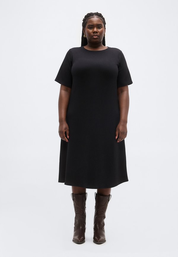 Vero Moda Curve VMCANNE CALF DRESS - Jersey dress - black